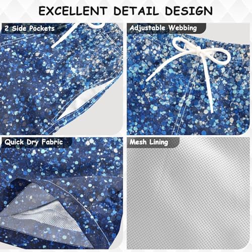 Pigsaly Boys Swim Trunks Cobalt Blue Gradient Flashing Glitter Boys Board Shorts Swimsuit Swimwear Summer Bathing Suit XS3