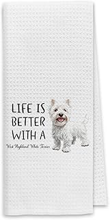 Dibor Life is Better with A West Highland White Terrier Kitchen Towels Dish Towels Dishcloth,Cute Puppy Dog Absorbent Drying Cloth Hand Towels Tea Towels for Bathroom Kitchen,Dog Lovers Women Gifts - Buy now