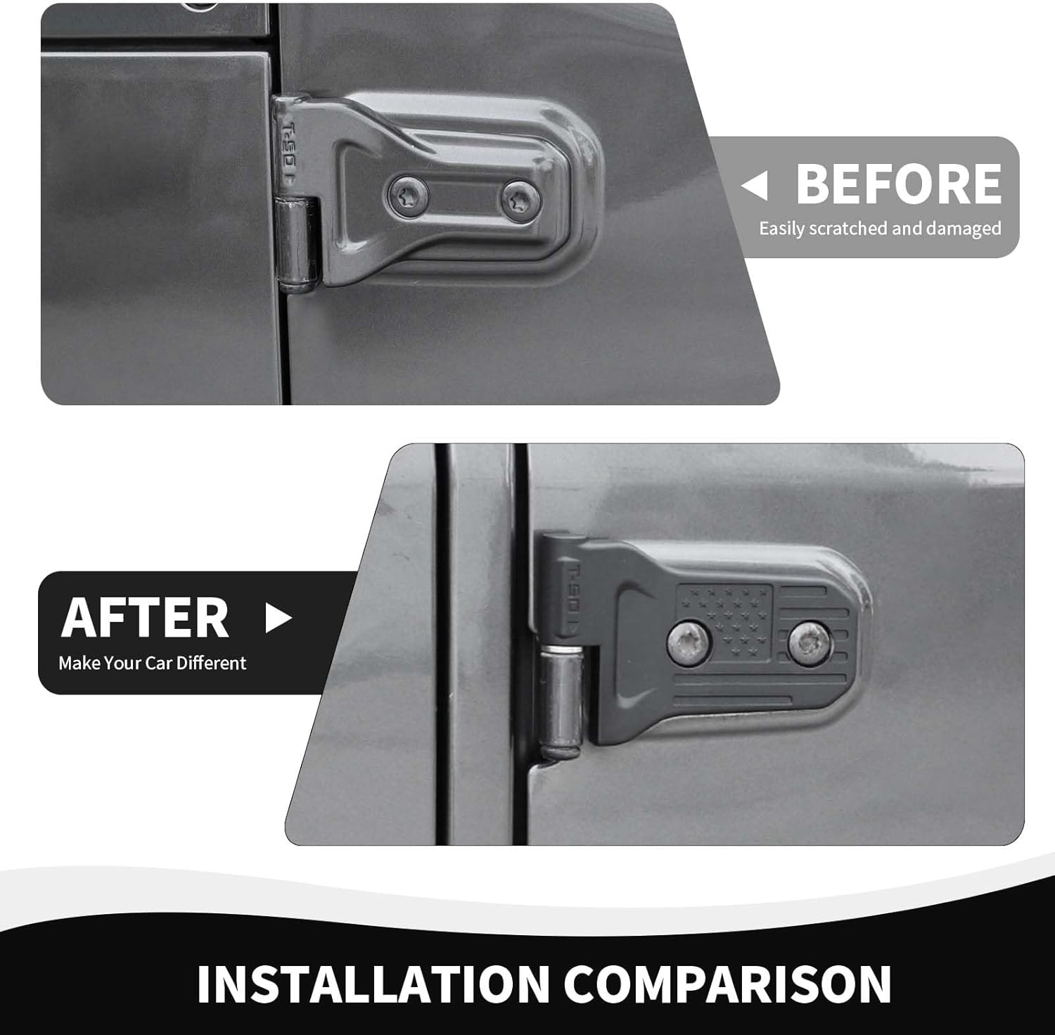 Door Hinge Kit Compatible with 2018-2023 Jeep Wrangler JL & Gladiator JT 4-Door Exterior Accessories, USA Flag