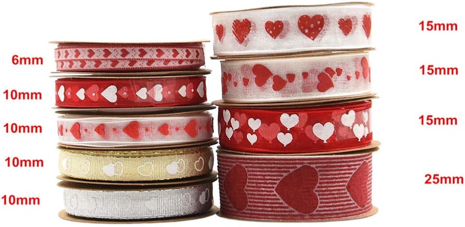 1 Roll Valentines Day Ribbons,10M Ribbon Heart Printed Polyester Packing Rope for DIY Wrapping, Picture 2, Size 2 - Image 4