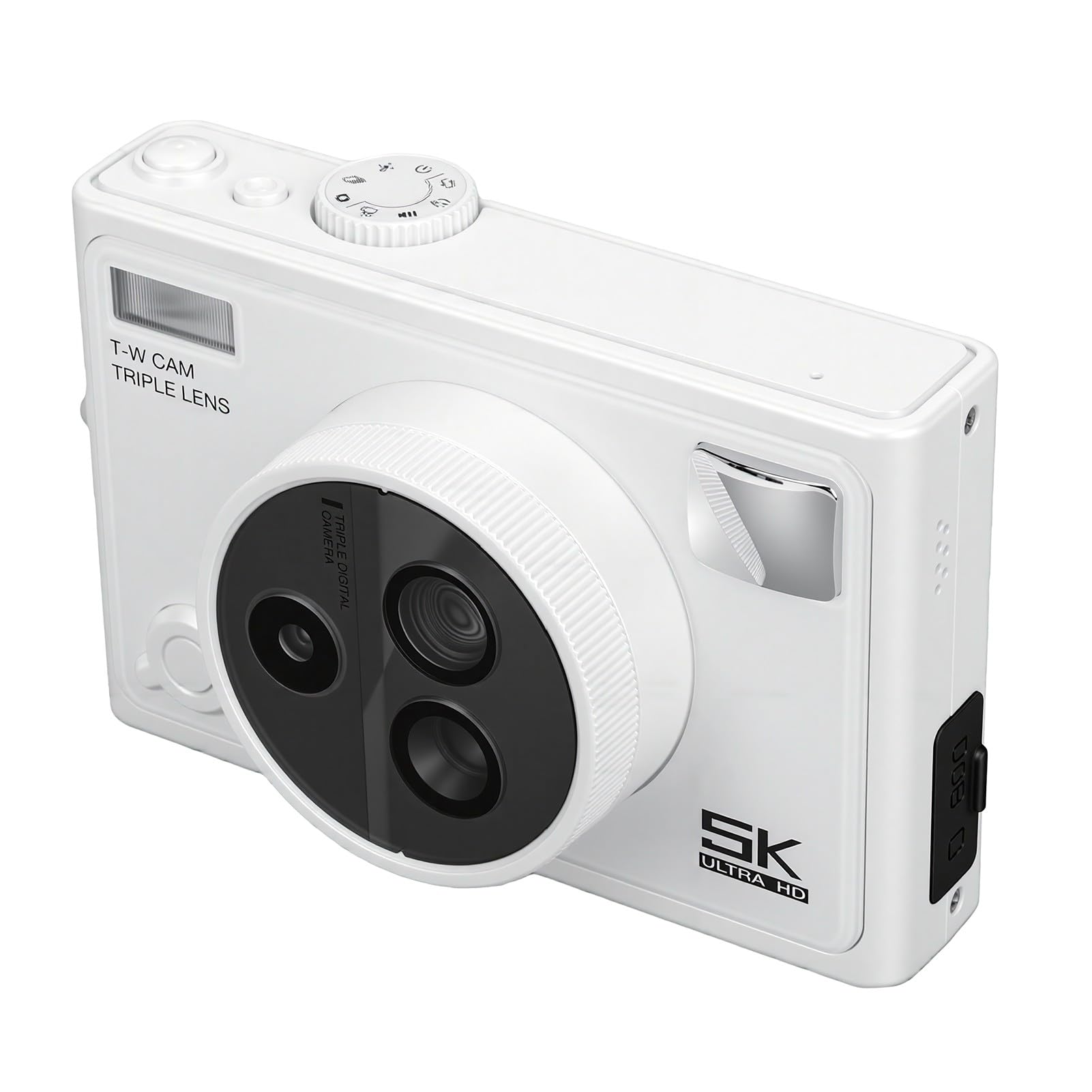 PUSOKEI Fotocamera Digitale 5K da 75 MP, Zoom a 3 Obiettivi | Supporta connettività WiFi, zoom ottico 4x e zoom digitale 3x, schermo LCS da 2,8 pollici, supporta schede di memoria fino