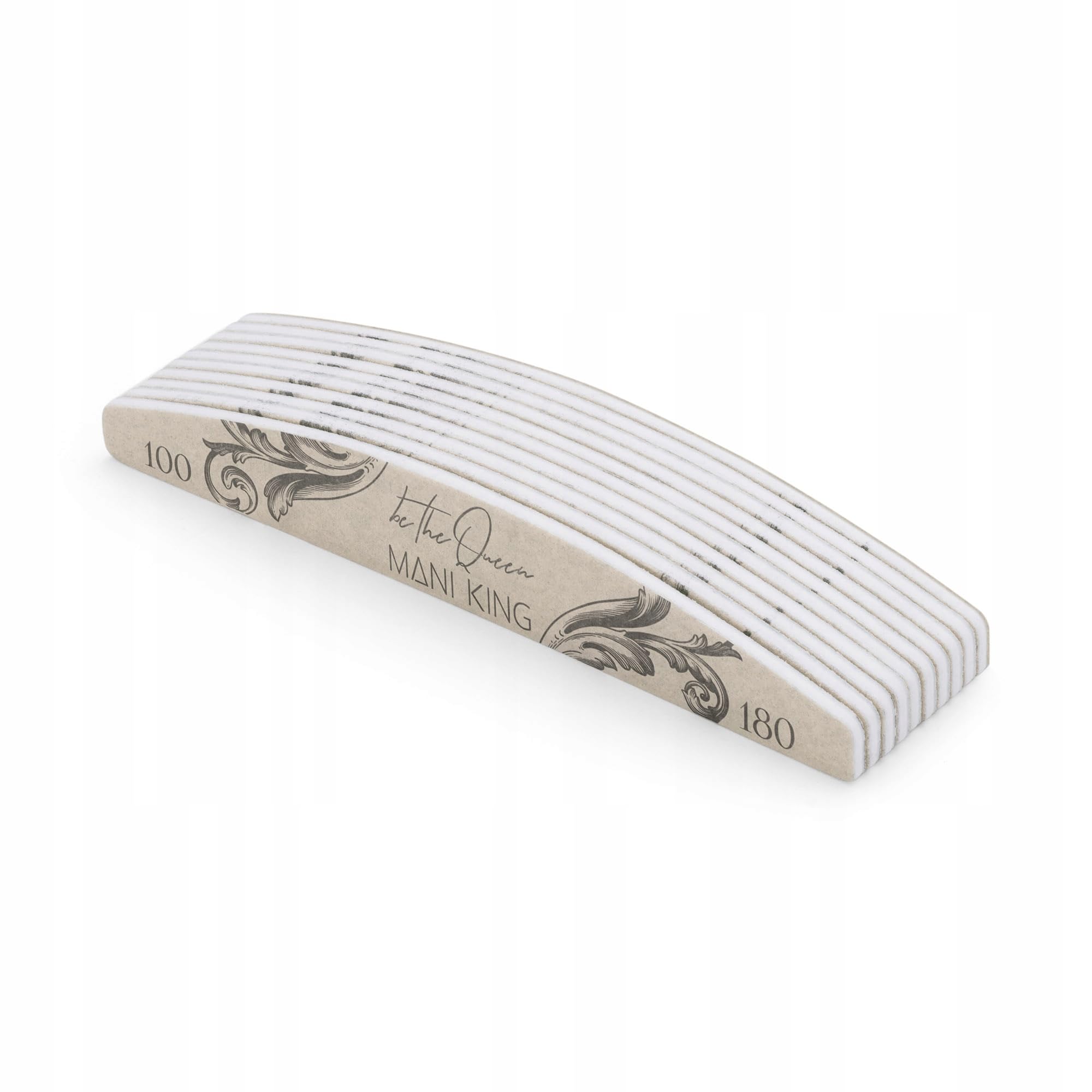 MANI KING ROYAL 10pcs Professional Nail File Half Moon Be The Queen 100/180 Heavy Duty Single Use Good Quality Nail File Abrasion Resistant Nail File Set Made in EU