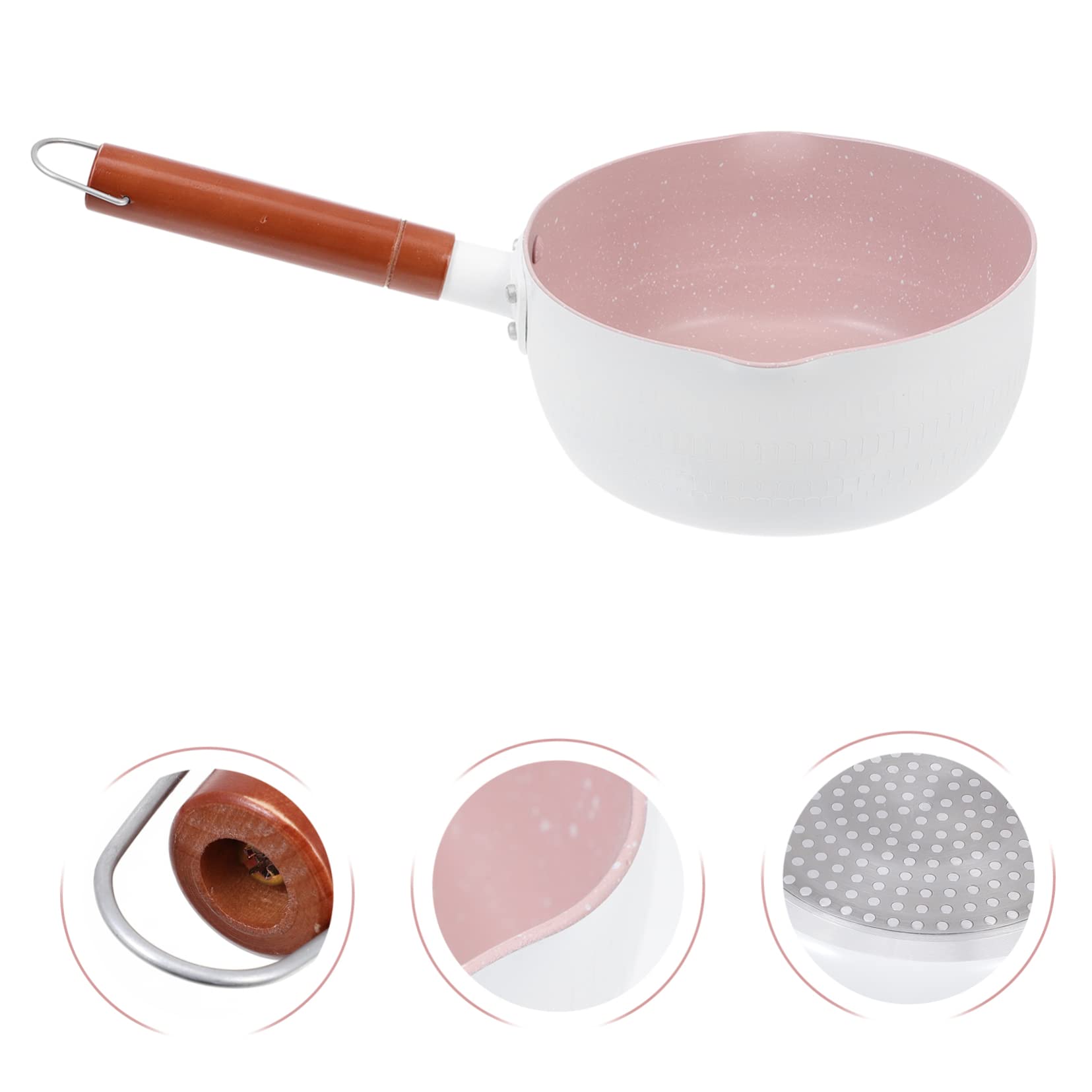Japanischer Aluminiumtopf im Japanischen Stil mit Holzgriff Babybrei Topf ohne Deckel Leicht zu Reinigen die Zubereitung von Babynahrung zu Hause