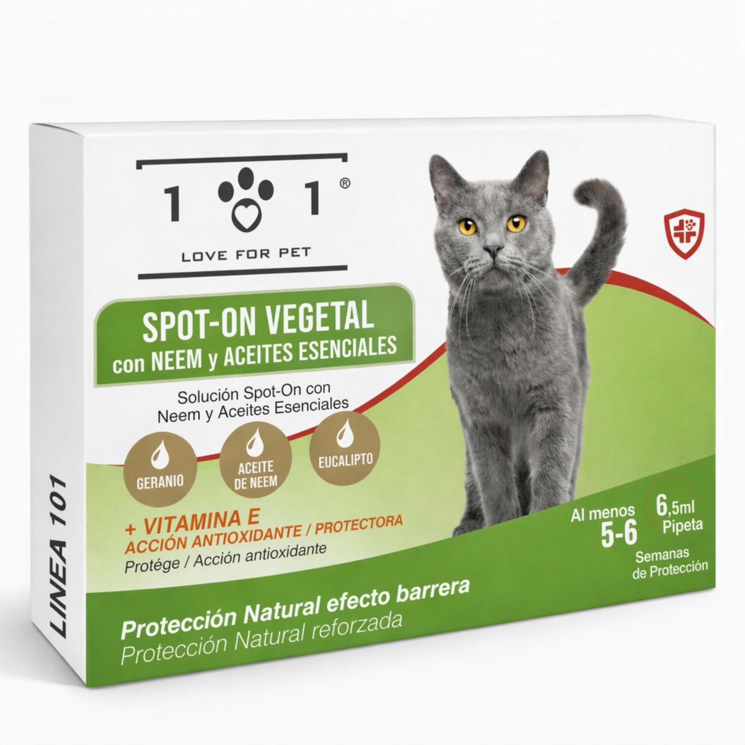 Pipetas Antiparasitarias Gatos 6 de 0,5ml Aantipulgas Gato contra Garrapatas y Mosquitos, Neem y Aceites Esenciales, Larga Duración