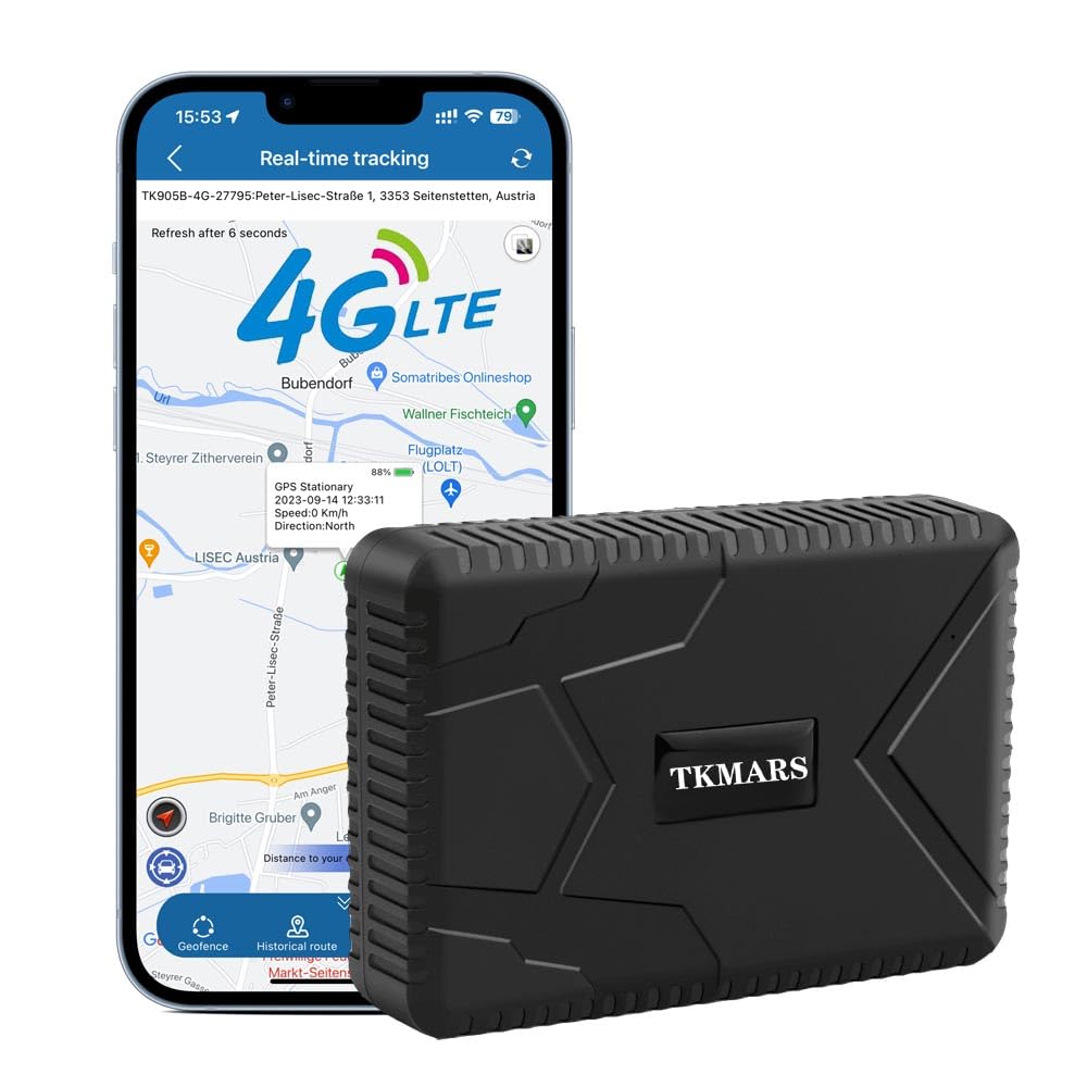 TKMARS Traceur GPS Voiture 4G Aimanté Tracker GPS Étanche IP65 7800mAh 2 Mois Autonomie en Veille Positionnement APP/SMS Suivi en Temps Réel Traqueur Pas de Distance Limite TK915