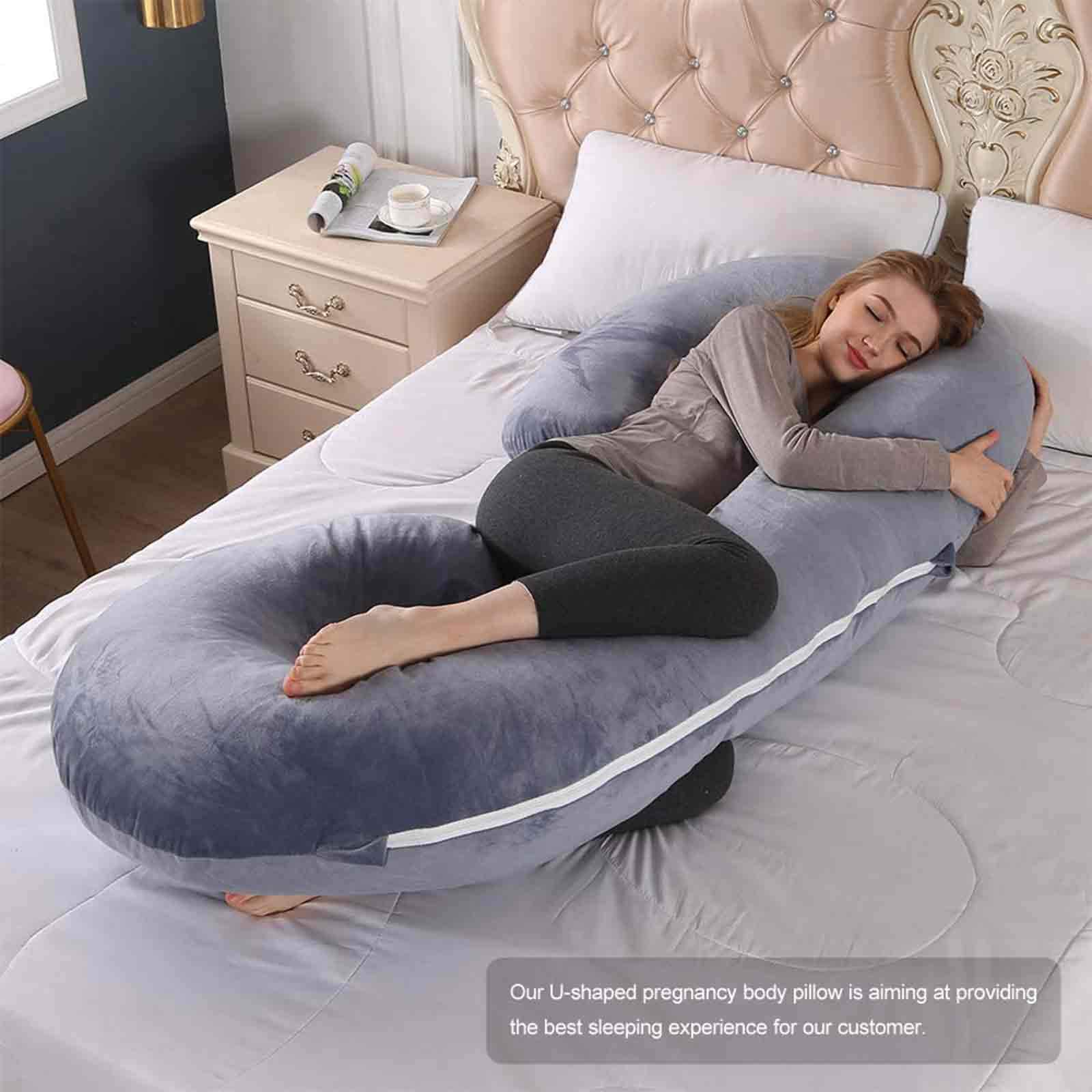 AIZYR A Forma di C. Cuscino per La Gravidanza, Cuscino per Tutto Il Corpo Cuscino maternità Comfort con Rivestimento in Velluto Lavabile Rimovibile per L'Allattamento al Seno del Bambino,Viola