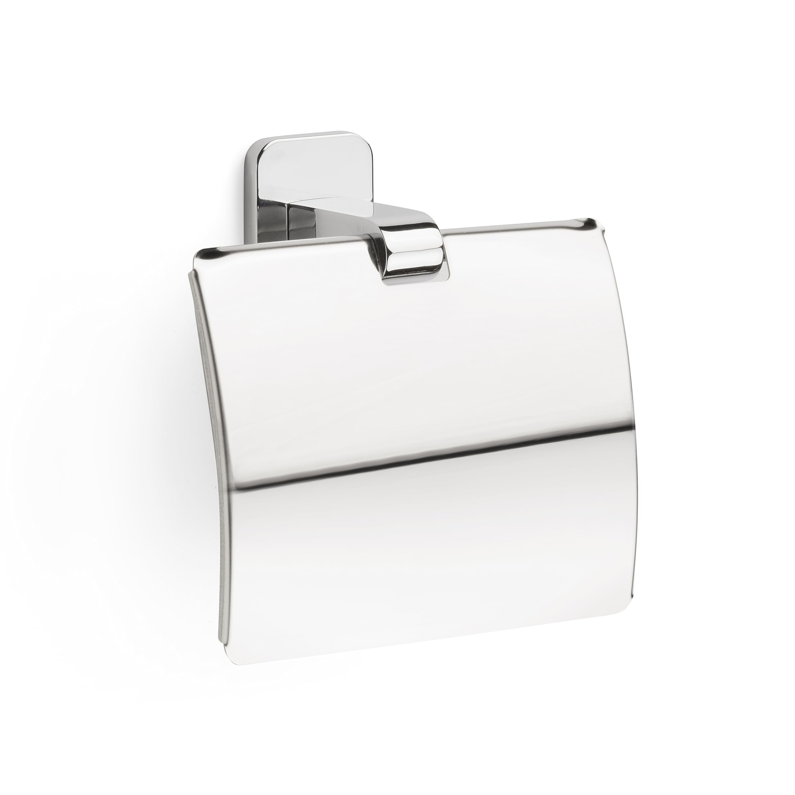 TATAY Toilet Roll Holder with Lid for Toilet Paper Slim, Stainless Steel, Double Fixing System with Screws or Glu Fix. Measures 12 x 4,5 x 11,5 cm