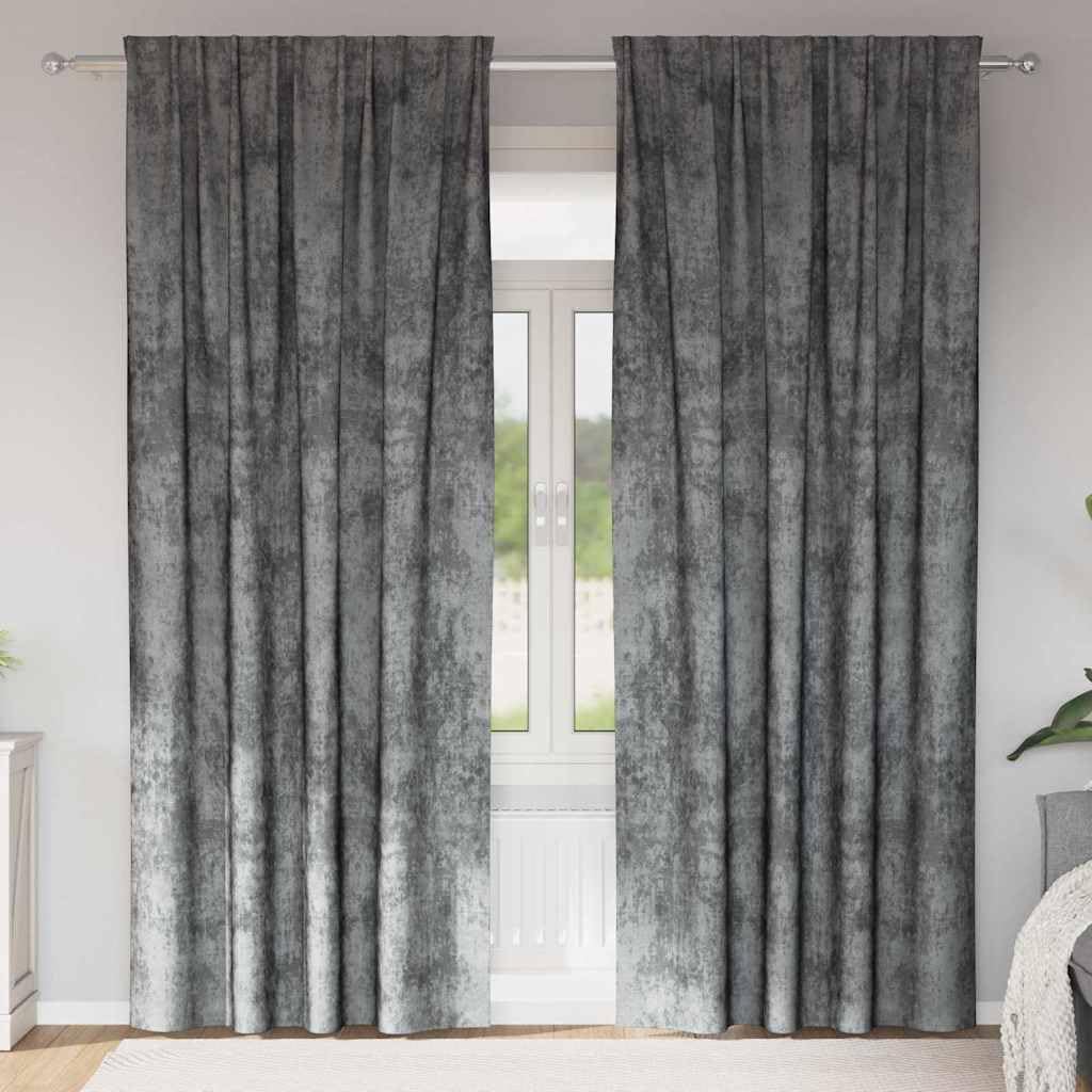 Samtvorhänge Grau 260 x 140 cm 2 Stück Verdunkelung Sichtschutz Thermo Gardine mit Ösen für Wohnzimmer Schlafzimmer Kinderzimmer und Küche modernes Design
