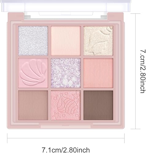 Miniatura 7 de KYDA Paleta de sombra de ojos de 9 colores cálidos, tonos mezclables de alto pigmento morado claro mate, sombra de ojos en polvo brillante, sombra