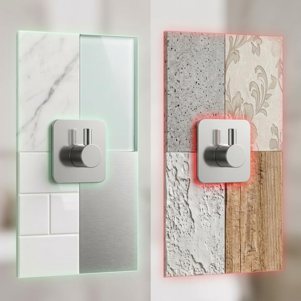 edihome, Ganchos Adhesivos para Pared, de Acero Inoxidable, Colgadores Resistentes sin Taladro, Diseño Cuadrado Moderno para Baño Cocina, Negro Blanco Gris (4, Plata) - 3