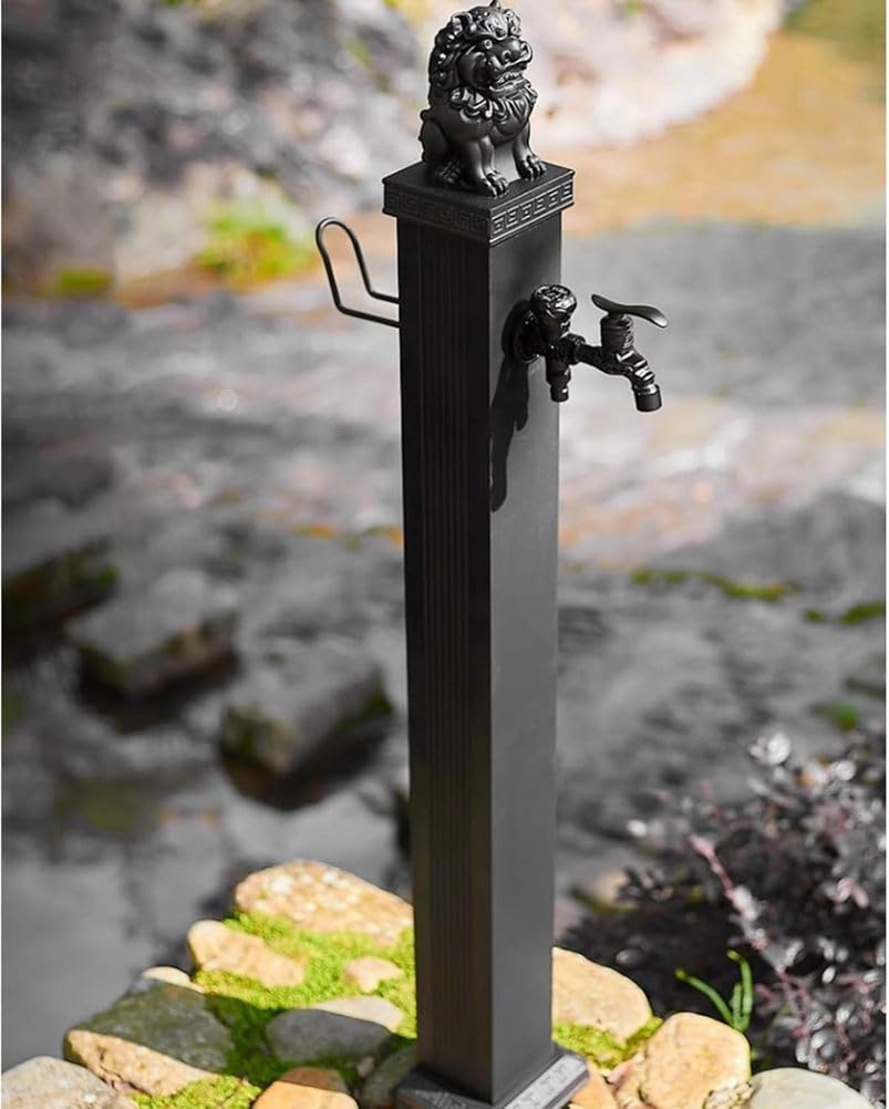 Columna de Agua para Grifo, 76 cm, Grifo de jardín con Columna de Agua para Exteriores con Soporte para Manguera - Elemento Decorativo de Agua, Fuente y Boca de Incendios para riego de jardí