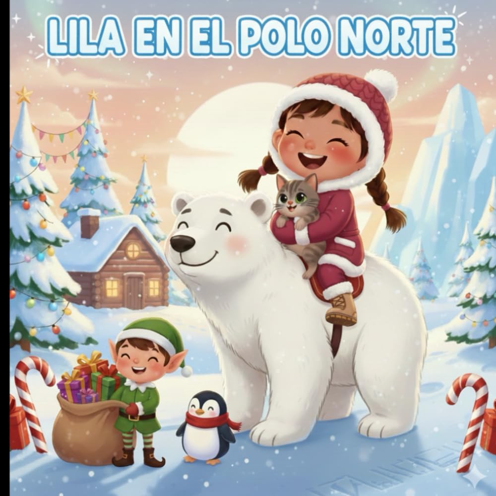 Lila en el POLO NORTE: un cuento de NAVIDAD lleno de magia, amistad y aventuras: Una colección de cuentos infantiles con VALORES y con dibujos para ... pintar (Las aventuras de Lila por el mundo)
