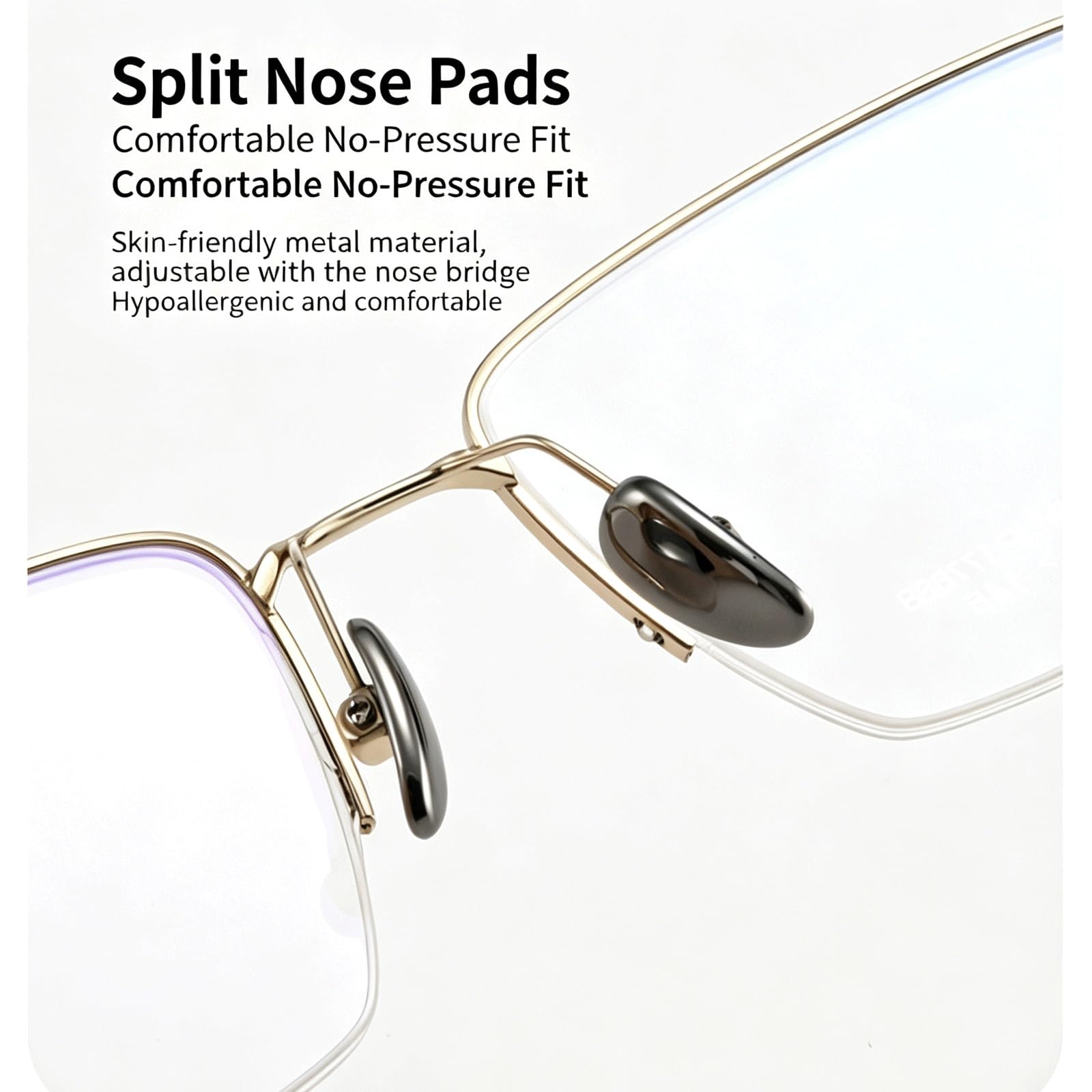 Monturas de Gafas de Negocios, Gafas de Media Montura for Ordenador, Gafas sin Receta de Titanio Puro, diseño de Bloqueo de Alambre Dorado(Champagne)