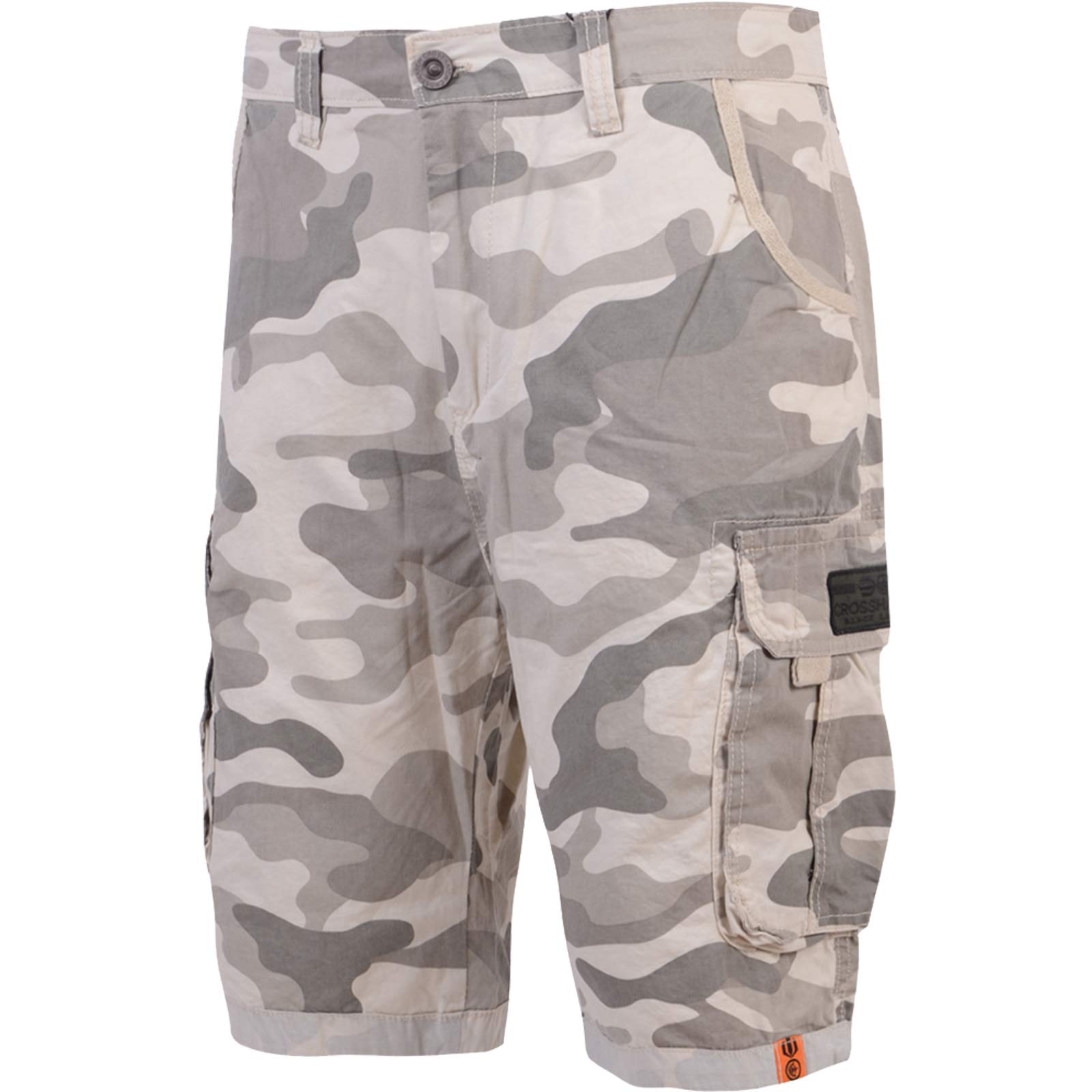 Crosshatch Mens Shorts Camo Combat Cargo Army Camouflage Watchford Summer Jeans Pants (Stone, 36)