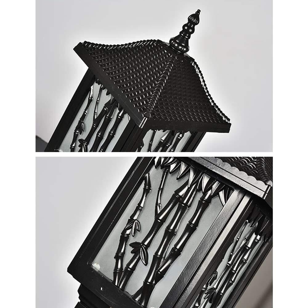 Mastleuchte Aluminium Außensäulenleuchte Hoflandschaftssäulenleuchte Glaspfostenleuchte wasserdichte Rasensäulenlampe Außenmast Garten(Bronze,20 * 43cm)