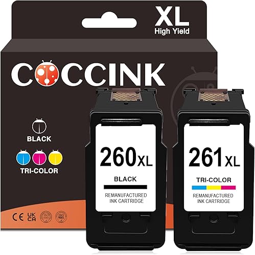 COCCINK 260XL 261XL para Canon TS6420a Cartuchos de tinta Pixma TS6420 TS6400 TS5300 TS5320 TR7020 TR7020a TR7022 TR7000 Impresora remanufacturada