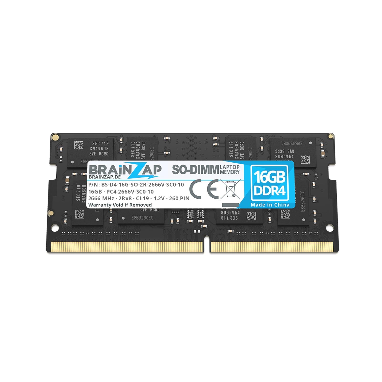 BRAINZAP 16 GB DDR4 RAM SO-DIMM PC4-2666V-SC0-10 2Rx8 2666 MHz 1,2 V CL19 notebook laptop pamięć operacyjna Unbuffered Non-ECC