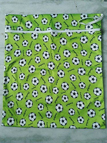 Green football zip and loop wetbag
