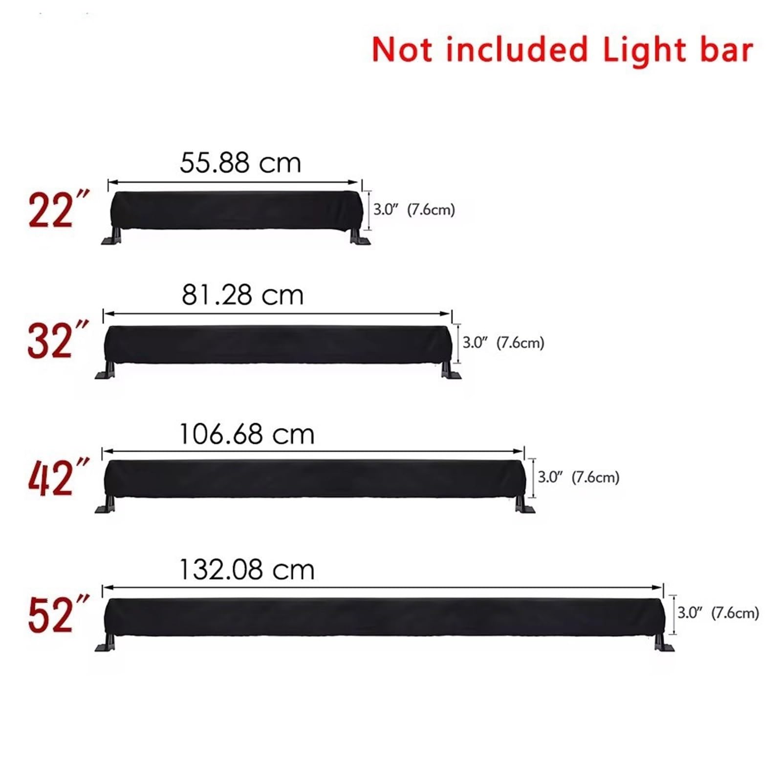 Copertura Protettiva Per Barra LED – 52 Pollici, Antivento, Antipolvere, Riduce Il Fischio, Velcro, Universale