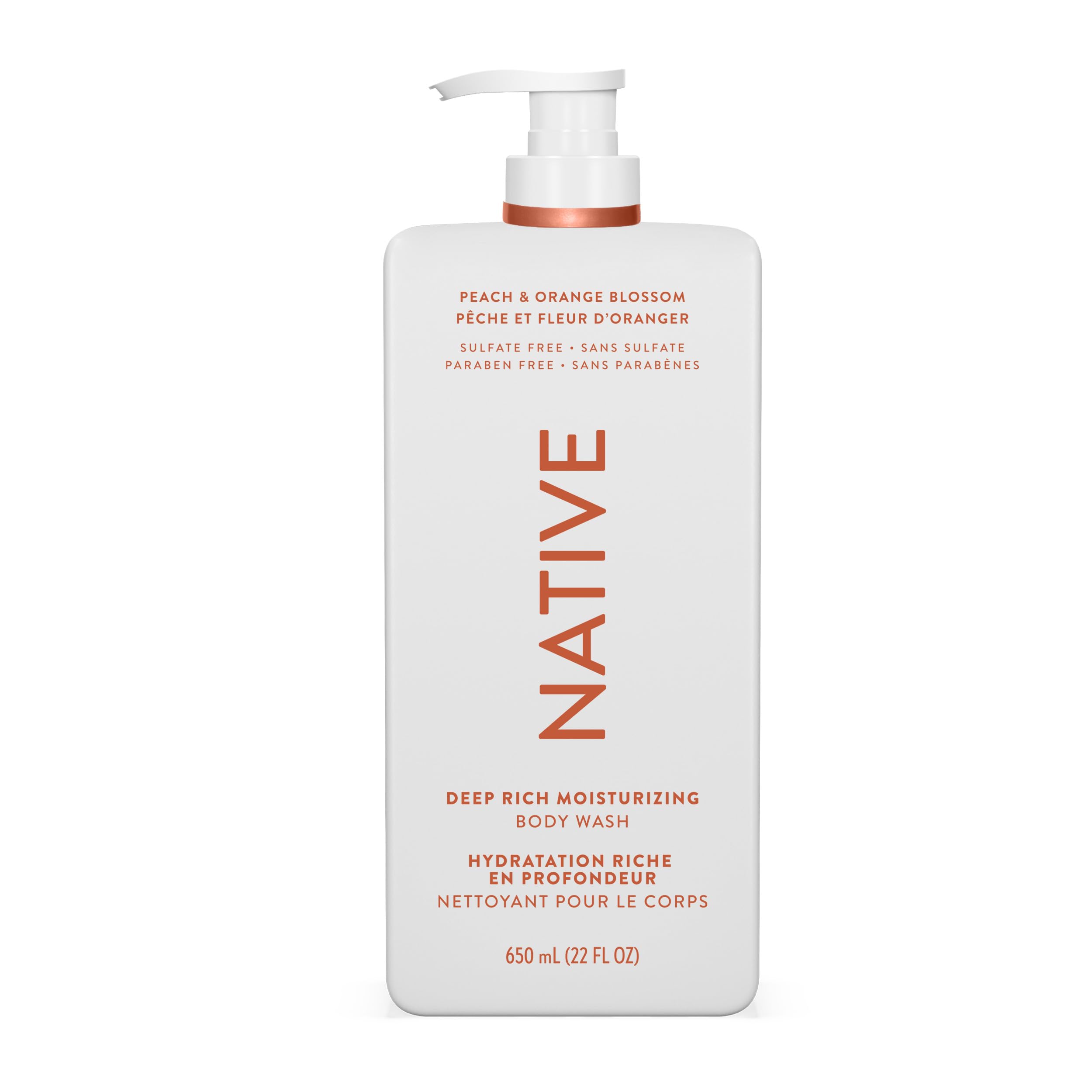Native Moisturizing Body Wash Peach & Orange Blossom, 650 mL