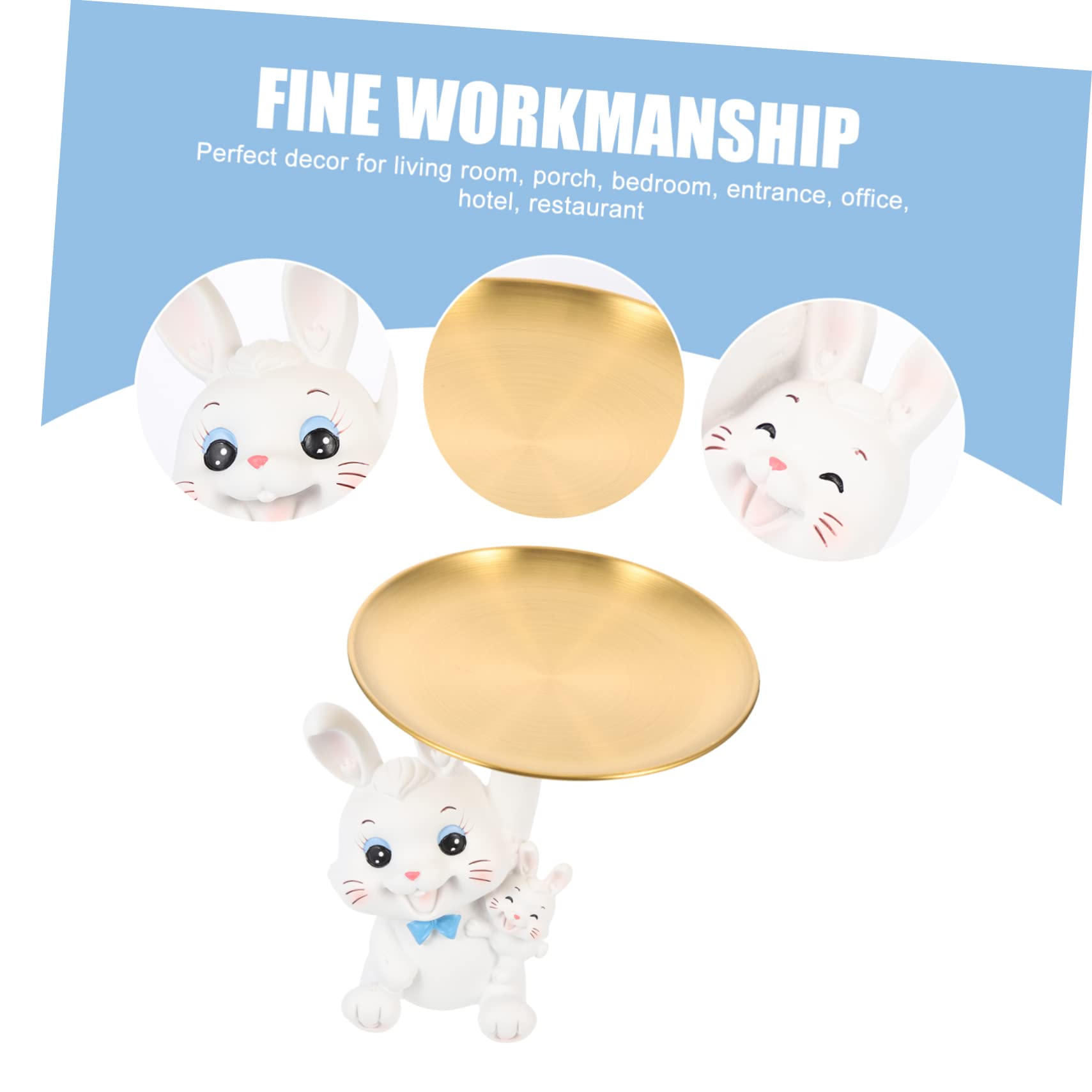 Plateau Résine Lapin Décoratif pour Bijoux Et Clés Support De Snack Et Décoration De Bureau Forme De Lapin Accessoire De Maison Créatif Et