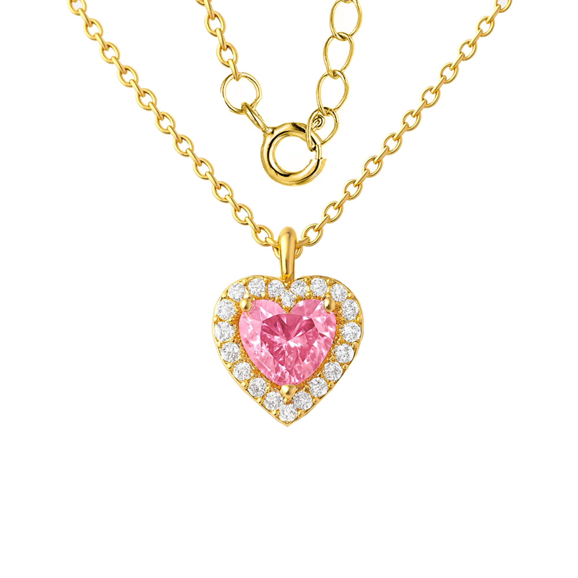 Sakrami Parure Donna Ragazza Argento 925 Dorato Cuore Rosa e Pavé di Zirconi – Collana e Orecchini Coordinati – Scatola Con Dedica Incisa – Idea per Anniversario San Valentino Comunione