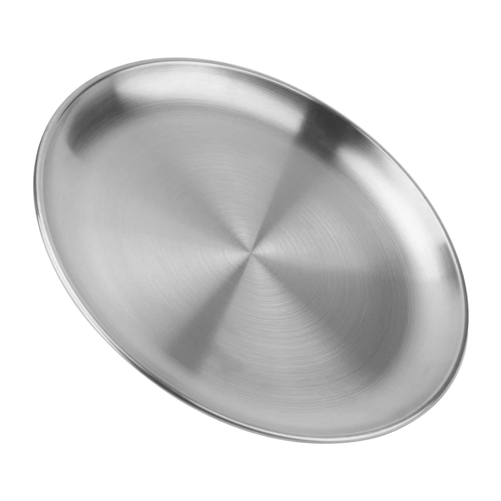 MOUYAT 5 piatti da portata rotondi da 26 cm, in acciaio inox, infrangibili, per campeggio, barbecue, picnic e uso all'aperto, argento