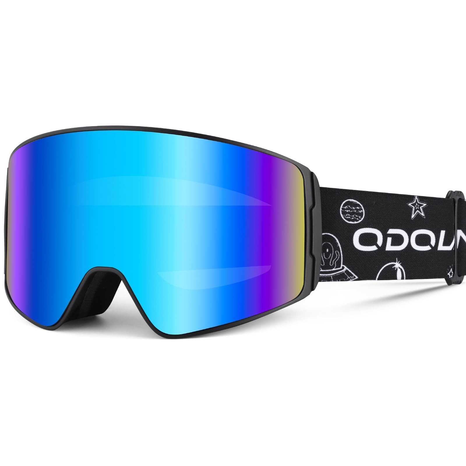 Odoland Occhiali da Sci per Bambini, Occhiali da Snowboard Cilindrici, Anti-appannamento, Anti-UV, Antivento a Vista Larga per Ragazzi e Ragazze, compatibili con Casco