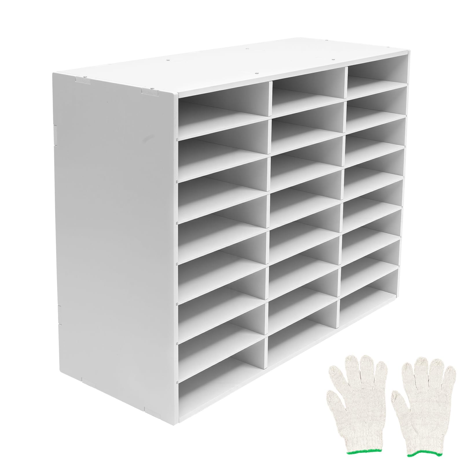 Organizer per letteratura, 24 scomparti, porta documenti da scrivania con ripiani regolabili, per ufficio, porta lettere, capacità di carico 60 kg, bianco