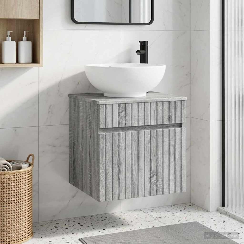 Mobile sottolavabo da parete, grigio sonoma, 49 x 44,5 x 66,5 cm