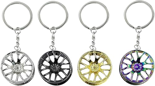 AIBEARTY Anto - 4 piezas de llavero de metal para piezas de automóvil, llavero giratorio turbo, caja de cambios manual de velocidad, llavero de