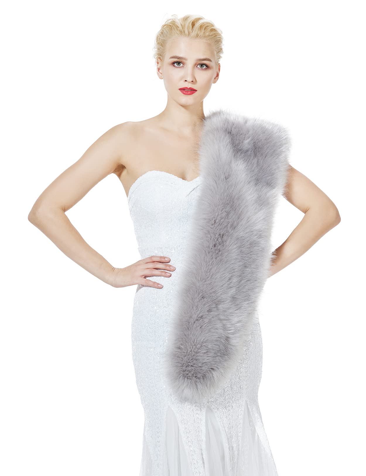 BEAUTELICATE Chal de Piel Sintetica Mujer Niñas Bufanda de Pelo Abrigos de Piel para invierno Boda Fiesta Cosplay