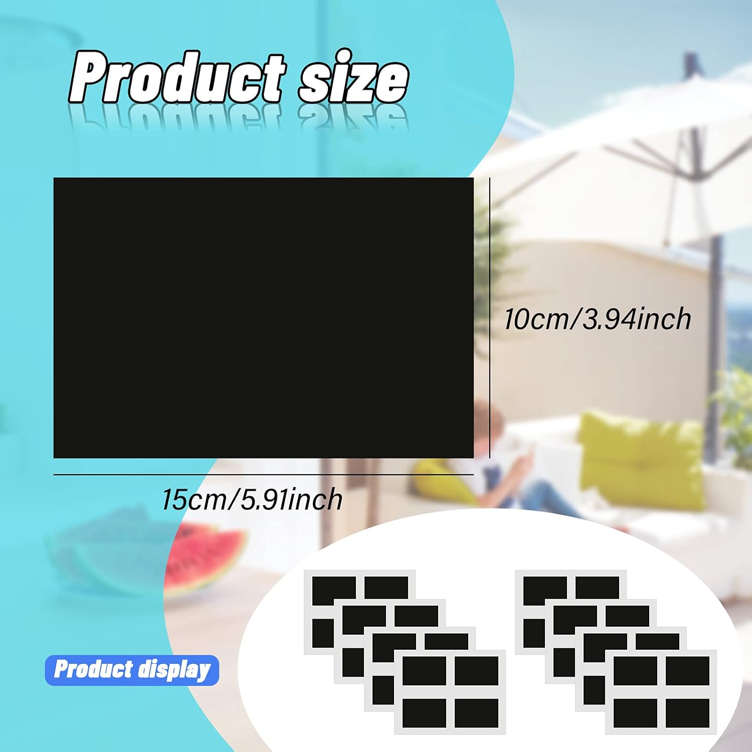 32 Pcs Garage Door Windows Decals Non Magnetic Faux Windows Decoration for 2 Car Garage Kits Waterproof Fake Door Stickers Faux Decals Hardware, 5.91 x 3.94 Inch, Black