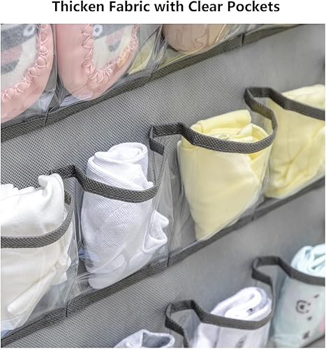 Miniatura 4 de Organizador de zapatos de bebé colgantes, soporte para diadema de bebé, organizador de armario para calcetines de bebé, ropa interior con 30