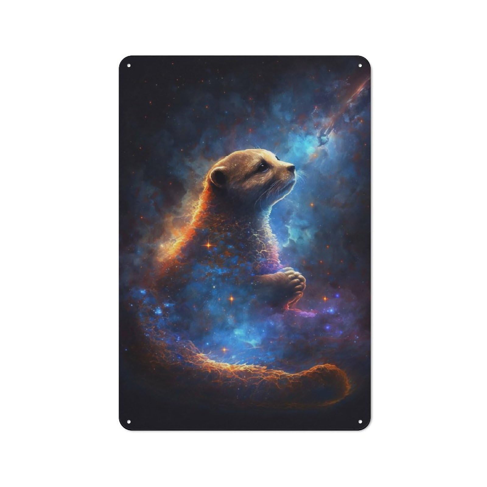 Kitchen Metal Sign with Cosmic Otter Design 30x20cm, Vintage Cafe Wall Decor for Restaurant, Kitchen, Counter Or Breakfast Nook
