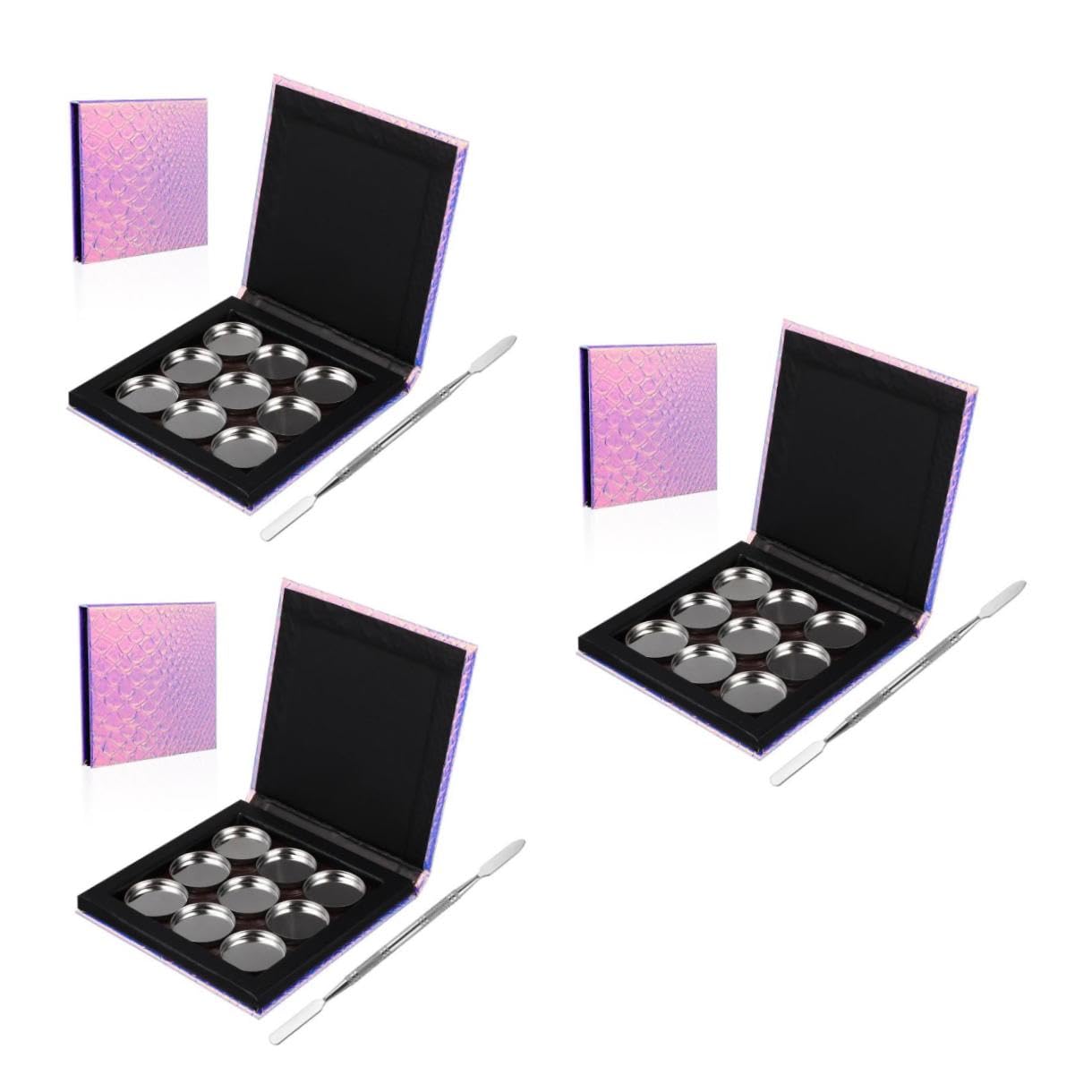 FOMIYES 3 Set vassoio per il trucco vuoto fard che cambia colore ombretto ricaricabile arrossire make up rossetto tavolozza di ombretti tavolozza di cosmetici Metallo palette di ombretti