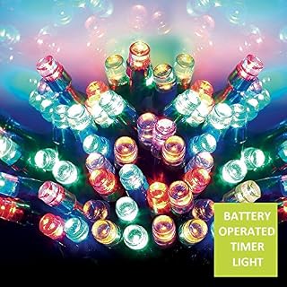 CrazyGadget Indoor Outdoor Multi-Action Waterproof Batteries Operated Timer LED String Fairy Light for Christmas Xmas Garden Home Party Wedding (200 LED, Blue & White)