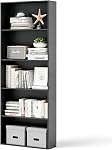DORTALA 5-Shelf Bookshelf, Modern Tall Storage Wood Book Organizer, Multi-Functional Display Bookcase with Open Shelves for Living Room, Study Room Office, Black