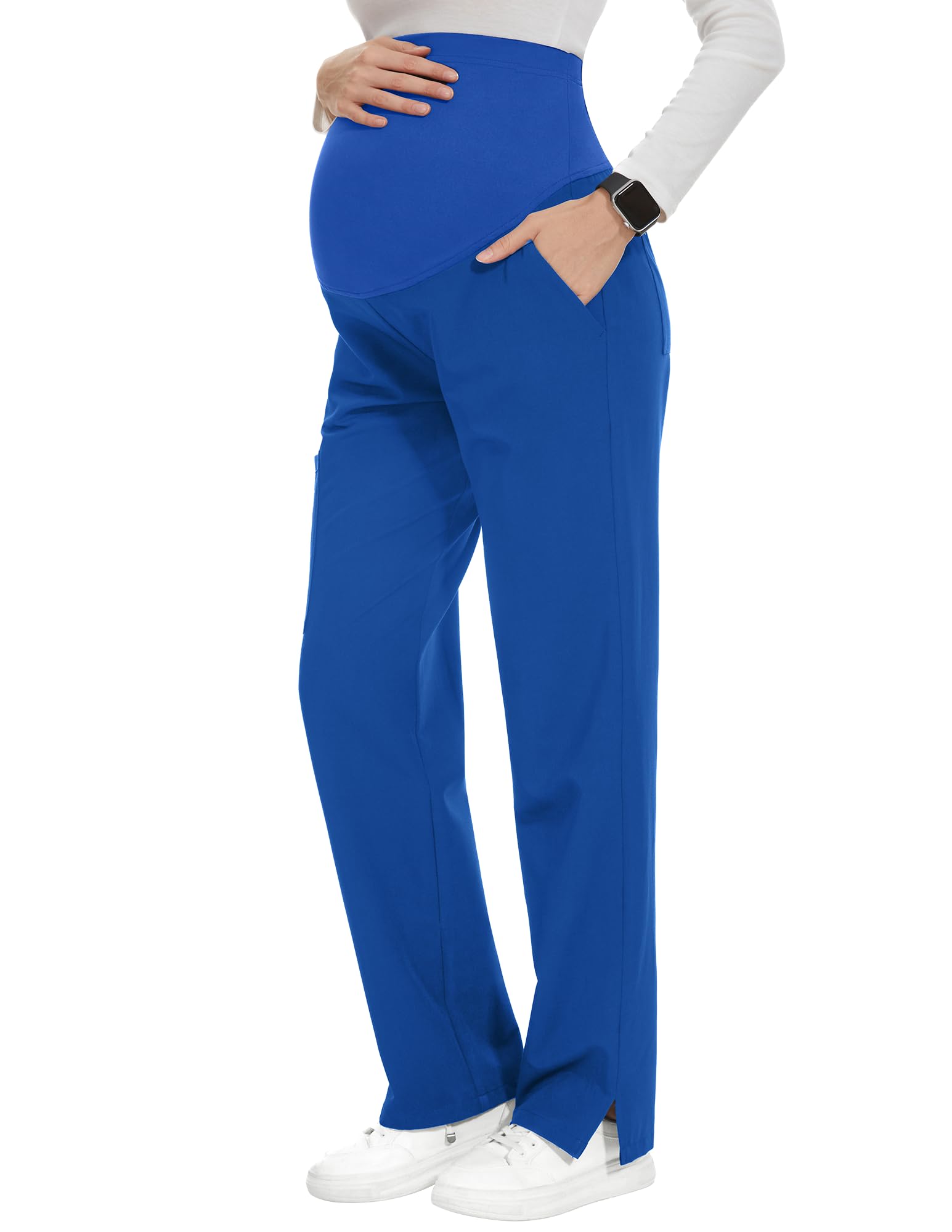POSHGLAM Women's Maternity Scrubs Pant Workwear Casual Cargo Trousers Pregnancy Pants, S-XXL