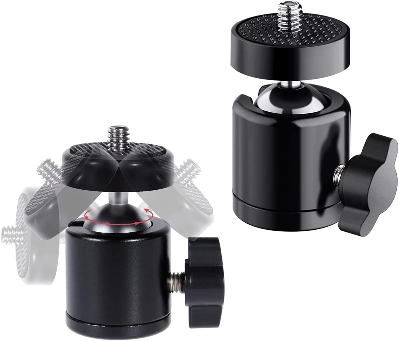 Tripod Mini Ball Head Mount with Removable 1/4" Hot Shoe Adapter 360°Swivel Camera Brackets BallHead Stand Support