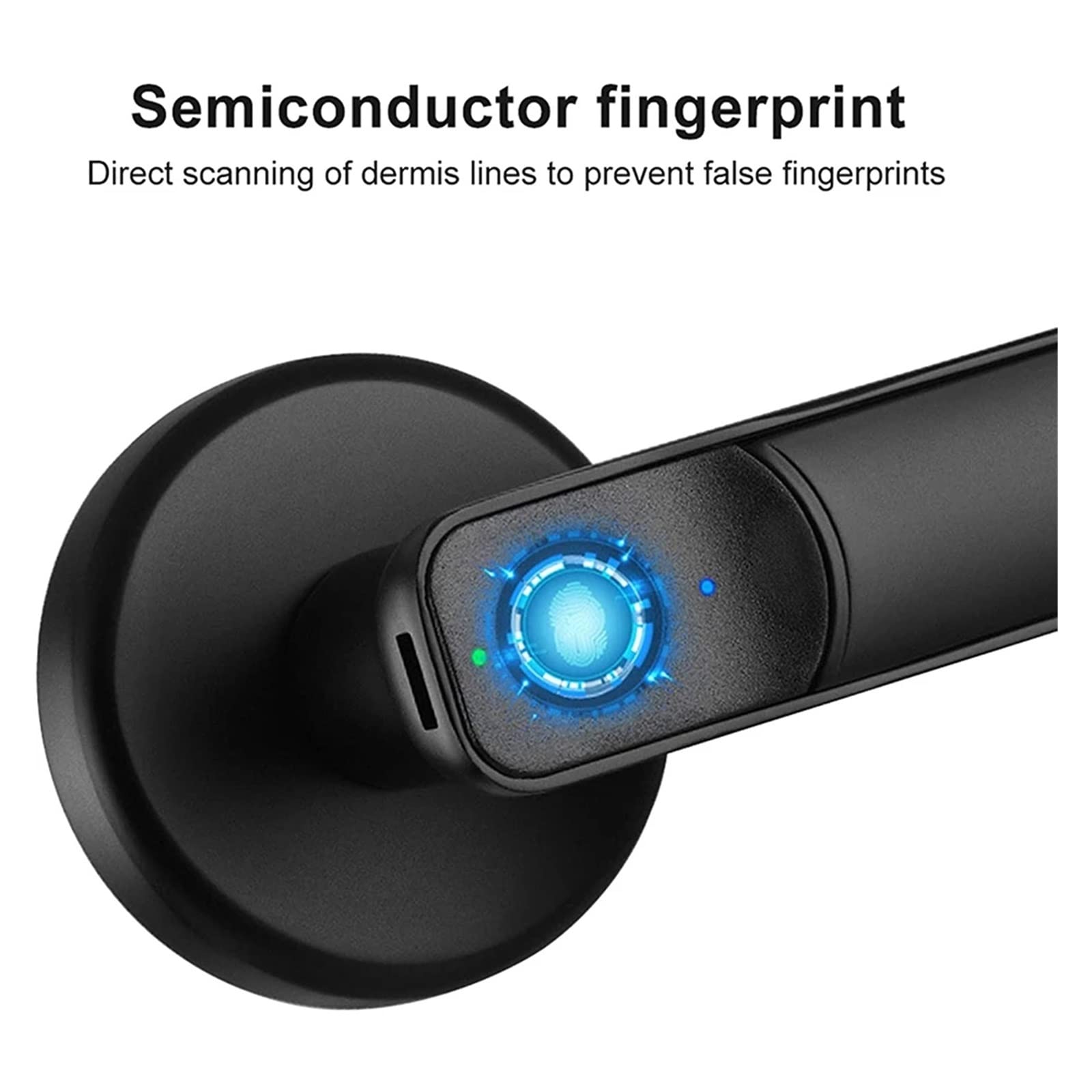 Serrure connectée, Poignée de serrure de porte d'empreintes digitales Rechargeable par USB anti-vol entrée de sécurité biométrique électrique intelligente sans clé avec 2 clés maison intelligente,Con