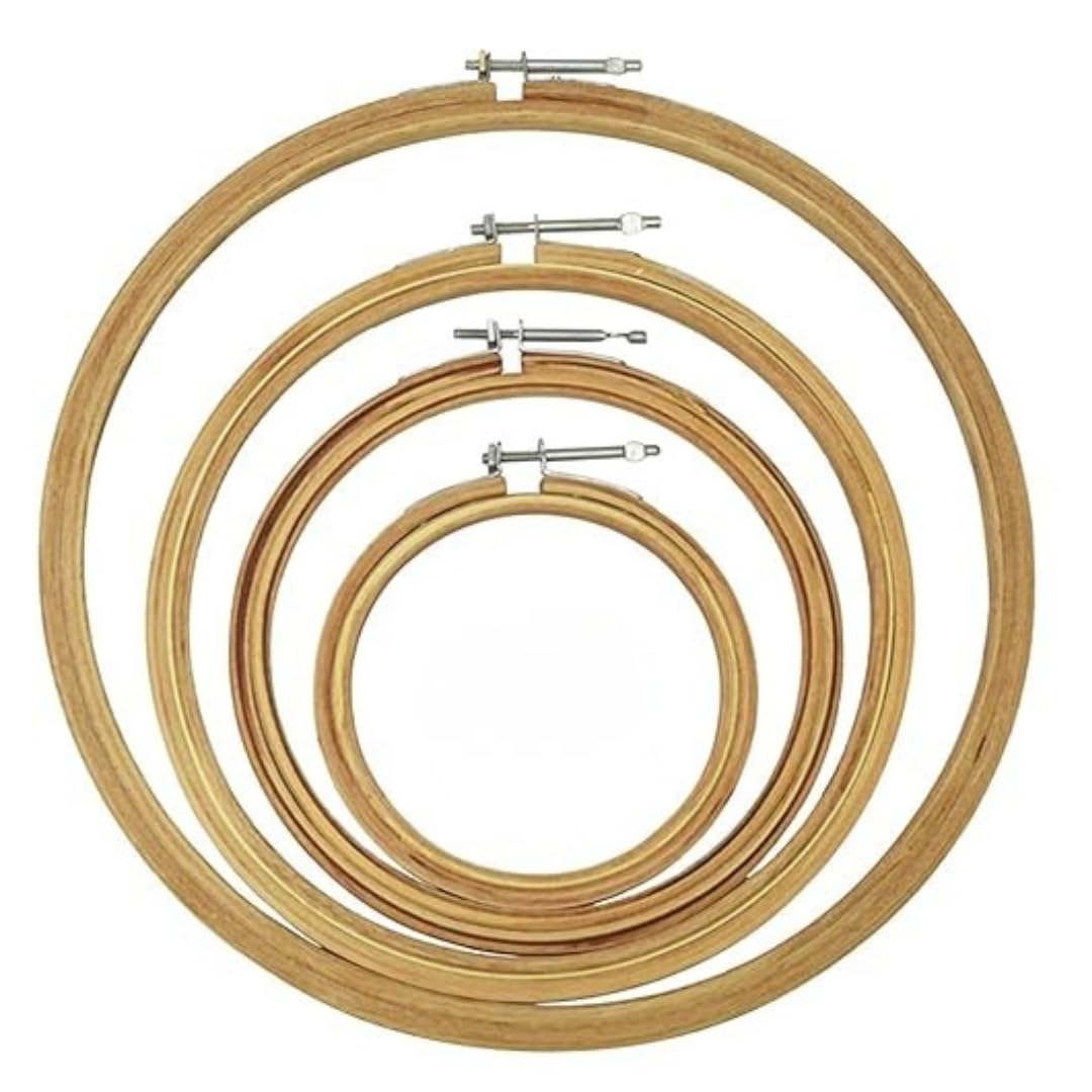 Embroidery Hoop Set Wooden Bamboo Rings (Multiple Sizes) with Metal Screw – Cross Stitch, Sewing, DIY Craft, Fabric Display Frame Kit-picture-12