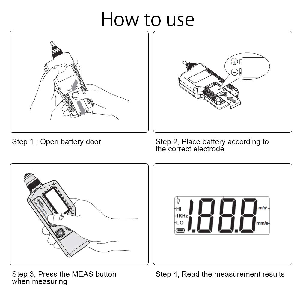 Vibromètre portatif numérique de mètre de vibration professionnel 0.1~199.9m / s LCD analyseur de fréquence de vibration