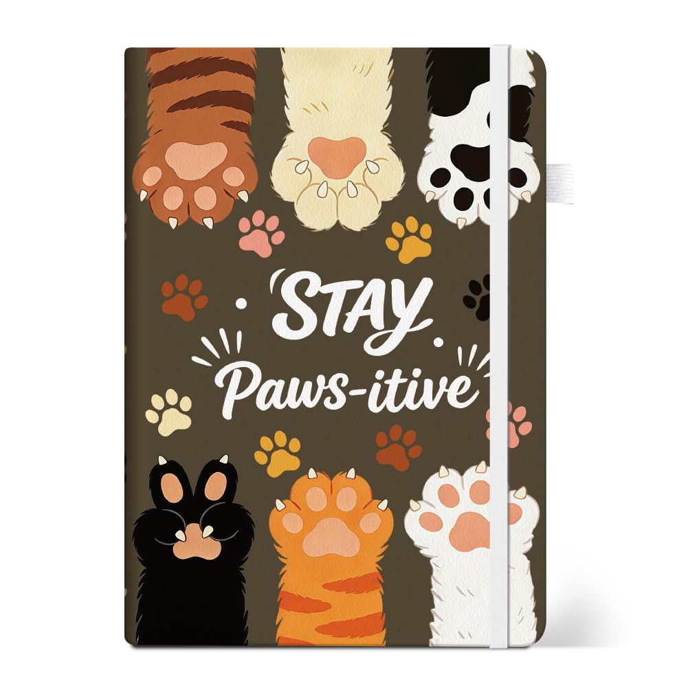 ANATTASOUL Lined Journal Notebook Paw Prints College Ruled Notebooks with Pen Holder for Women Men, 8.26"*5.7" A5 Hardcover Leather Journals for Writing,Work,Note Taking,Diary,Gifts(320 Pages)
