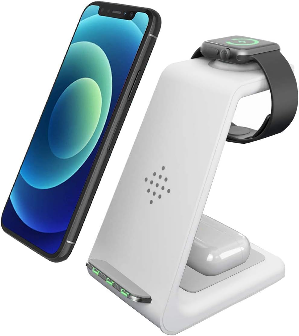 Wireless Charger iPhone,3 in 1 Fast Wireless Charging Station Stand Dock Pad for Apple Watch Ultra/8/7/6/SE/5/4/3/2,Airpods Pro,iPhone 16/15/15 Pro Max/14/13/12/11/X Phone,Women Men Father Mother Gift