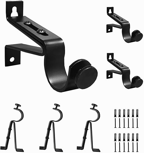 Miniatura 8 de Soportes de barra de cortina ajustables, se adaptan a barras de hasta 1 pulgada, 1-18 pulgadas, soporte extensible para barra de cortina resistente