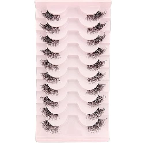 HBZGTLAD 10 pares de pestañas postizas de visón 3D hechas a mano pestañas largas y esponjosas herramientas de maquillaje de ojos naturales JA2505