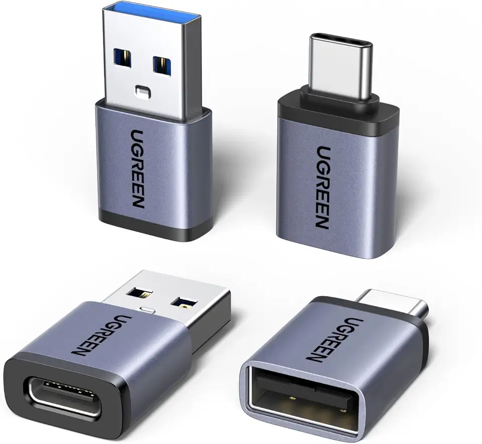 UGREEN USB to USB C Adapter & USB C to USB Adapter Combo 4-Pack, 10Gbps Type-C Converter, Car Charger Compatible with MacBook Pro, iPad Mac mini, iPhone 17/16, Galaxy, PC/Laptop, Hard Drive Enclosure