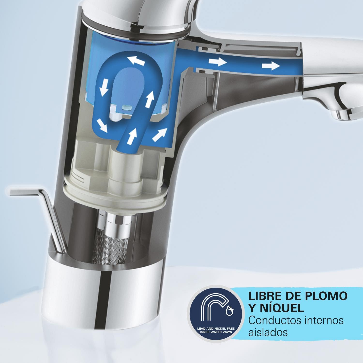 Grohe Start QuickFix- Grifo de lavabo monomando S (vaciador push-open, menor consumo de agua, instalación rápida, altura 165mm), cromo, 23550002