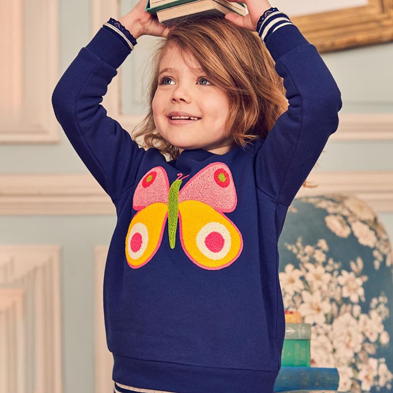 Kids Boys Girls T-Shirt Long Sleeve Butterfly Embroidery Pullover Tops in Deep Blue for 2 to 7 Years Old2